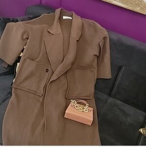 Silk maison wool brown coat size S  oversize